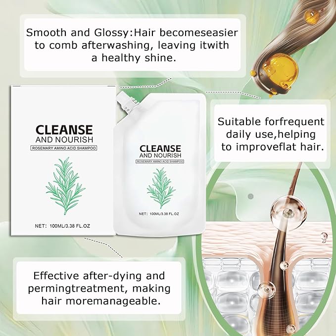 Rosemary Amino Acid Shampoo for Hair Growth（2PCS）, Controls Oily Scalp & Thinning Hair, Thickens & Strengthens for Men and Women