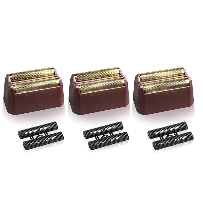 3 Pack Professional 5 Star Series Finale Shaver Replacement Foil and Cutter Bar Assembly Compatible with wahl Shaver Foil 7031-100, 7043-100 Super Close Shaving Replacement Heads，Red
