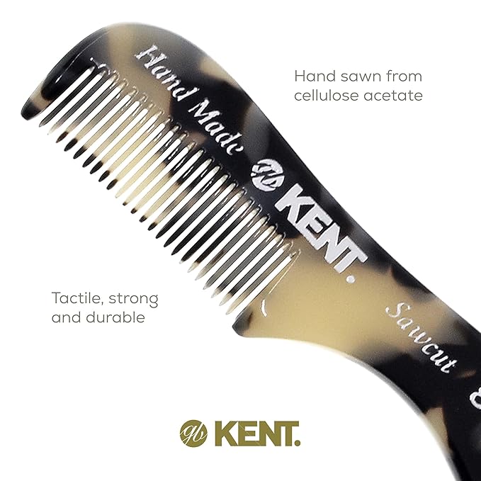 Kent A 81T TW X-Small Mini Comb for Men's Beard and Mustache, Fine Toothed Pocket Comb for Facial Hair Grooming and Styling. Hand-Made of Quality Acetate, Saw-cut Hand Polished. Made in England