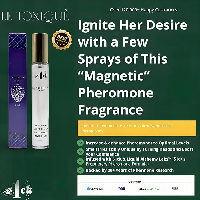 S1CK - Le Toxique Pheromone-Infused Cologne for Men Raw Pheromone Cologne Attraction Lasting Spray USA-Made Bold Strength Scent for Him