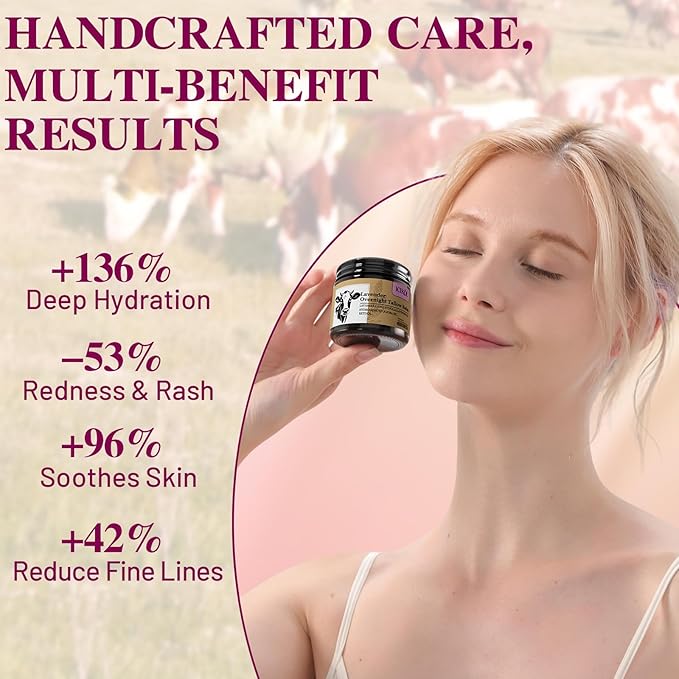 Beef Tallow Honey Balm, Grass-Fed Tallow Moisturizer for Face and Body, Deep Hydration Cream with Lavender Scent, Handmade Natural Skin Nourishment, 2.1 oz