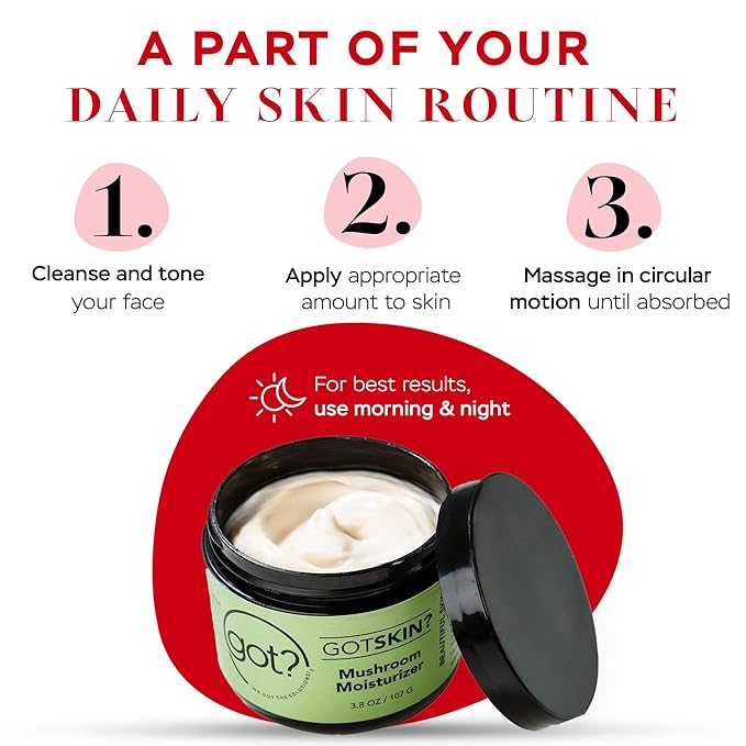 Got? Mushroom Face Moisturizer with Reishi, Chaga, Cordyceps & Lion’s Mane, Shea Butter + Vitamin E, Fast Absorbing Cream for Men & Women, 3.8 oz