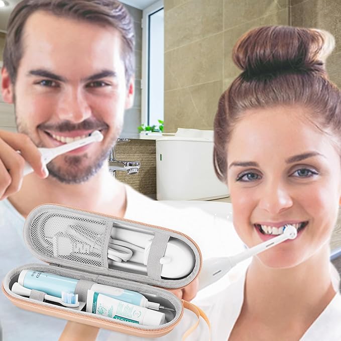 Toothbrush Travel Case for Oral B/Oral-B Pro 1000 1500 5000 7000 & Philips Sonicare 4100 1100 5300 5100 6100/iO Electric Toothbrush, Hard Protective Storage Bag (Gold)
