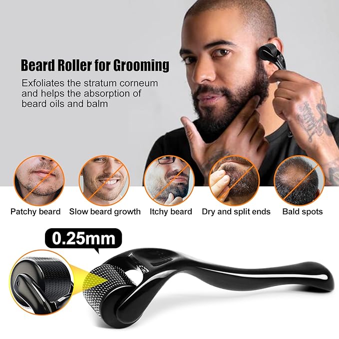 Beard Growth Kit, Upgraded Beard Growth Oil (2Oz) w/3 X Thickening Biotin & Castor Oil for Spot/Patchy Beard, Achieve Fuller, Thicker & Healthier Beards, Birthday Gifts for Men Him Boyfriend Husband
