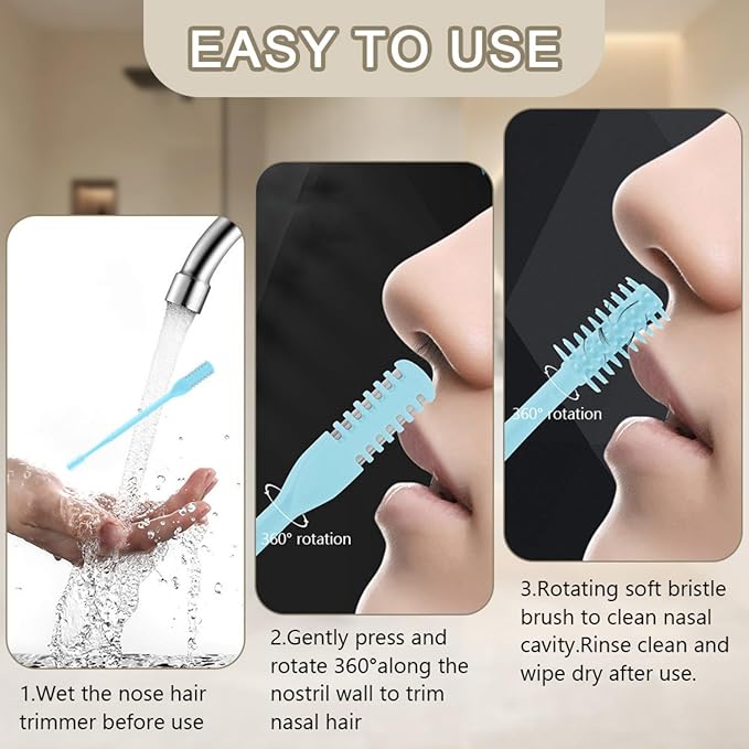 Fululuer 5Pcs 2-in-1 Nose Hair Trimmer, 2025 New Double Sided 360°Rotating Portable Nasal Hair Cutter, Nose Hair Remover for Men Women Home Travel (Multicolor)