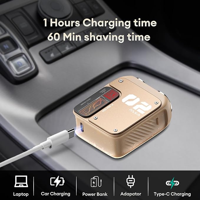 PAXA Mini Electric Shaver for Men,9000RPM Electric Razor for Men,Magnetic Dual-Head Rotary Pocket Shaver IPX7 Waterproof Wet & Dry for Shaving Face,USB-C Rechargeable for Home,Car,Travel(Yellow)