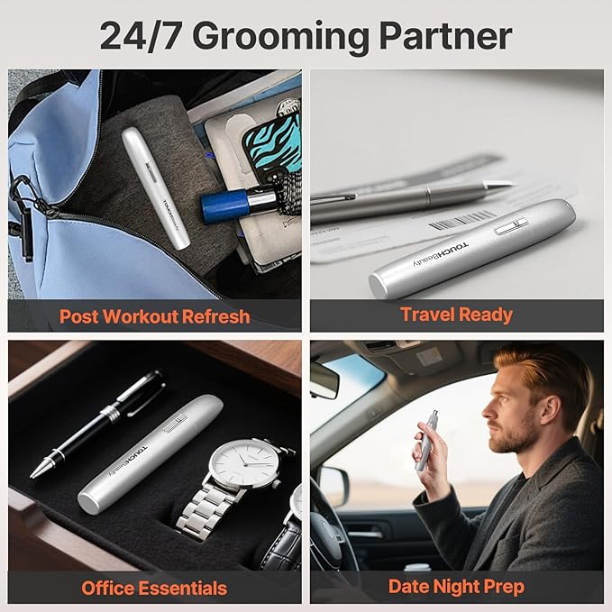 TOUCHBeauty Electric Nose and Ear Hair Trimmer, Silver Painless Dual Use Groomer for Men & Women, Hypoallergenic Round Tip, Travel Friendly and Easy Clean