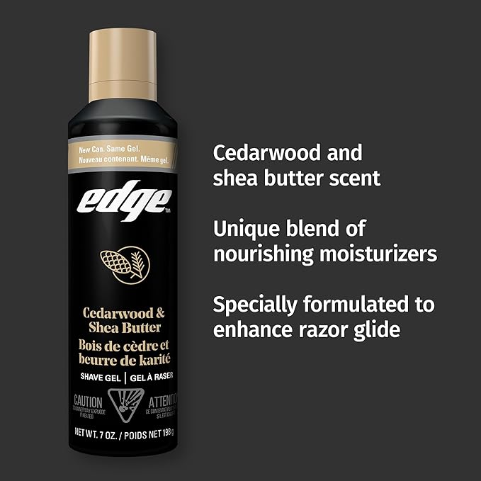Edge Shave Gel for Men, Cedarwood & Shea Butter, 7oz (3 Pack) - Shaving Gel For Men That Moisturizes, Protects and Soothes To Help Reduce Skin Irritation (Packaging May Vary)