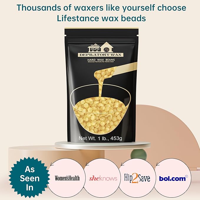 Lifestance Honey Waxing Beads, 1LB Fine Hair Removal Wax Beans for Face, Eyebrow, Brazilian Bikini, Sensitive Skin at Home for Women and Men