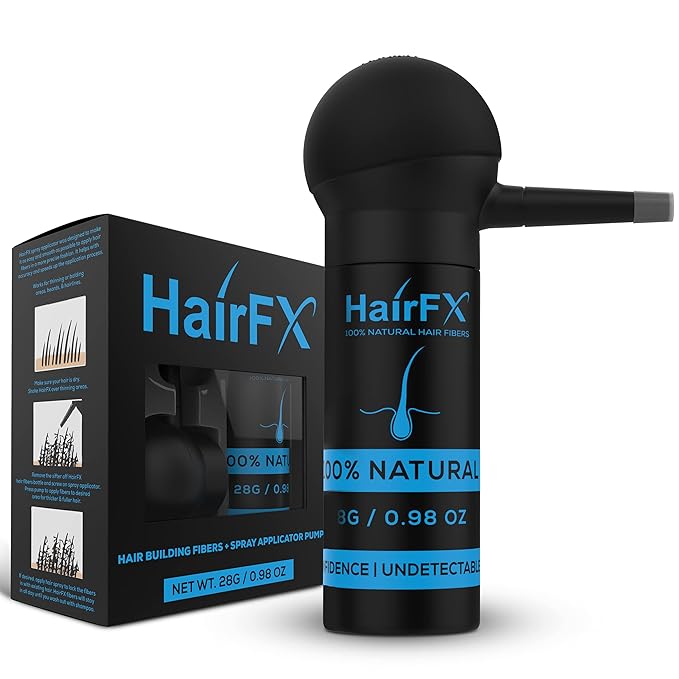 Hair Perfecting 2-in-1 Kit (BLACK) Set Includes Natural & Undetectable Hair Thickening Fibers & Spray Applicator Pump Nozzle | Instant Thick Fuller Hair Conceals Hair Loss 15 Sec - Women & Men