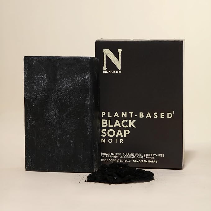 Dr. Natural Castile and Black Bar Soap Set - Multipurpose Soap Bar with Anti-Acne Properties - Lavender, Peppermint, Black Soap - 3 pc
