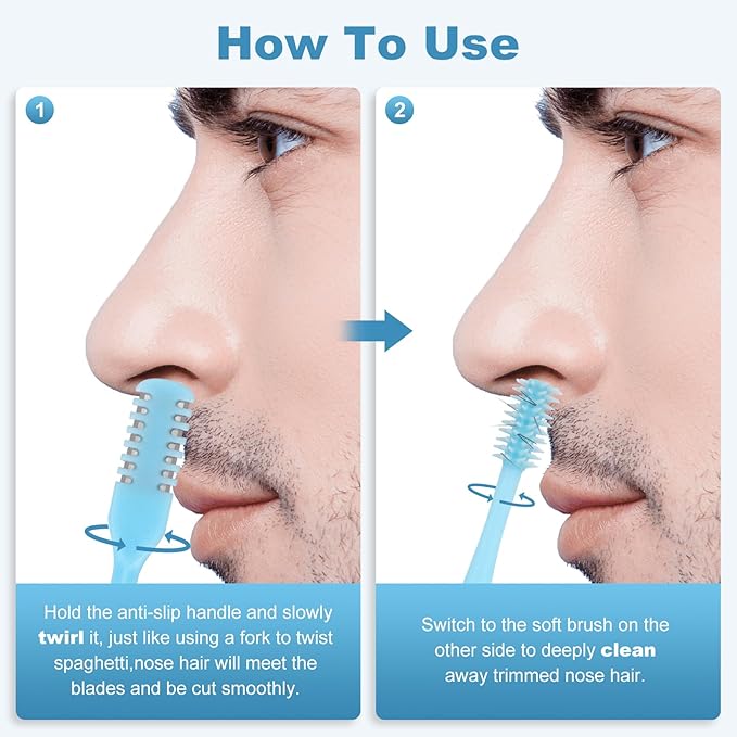 5PCS 2-in-1 Nasal Hair Cutter, Upgrade Manual Double Sided Nose Hair Trimmer Cutter for Women and Men 360°Rotating Nose Hair Remover Grooming Tool knife Razor Portable Nostril hair kit (Colorful)
