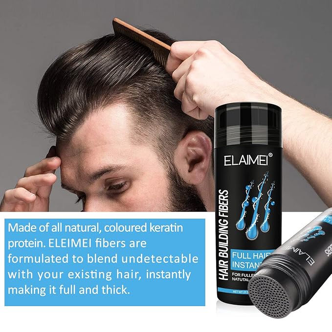 Using our hair fibers to make hair thicker, Natural Formula Hair Fiber, Conceals Hair Loss & Look Younger, Your Secret to Confidence! Designed for Men & Women (Black)