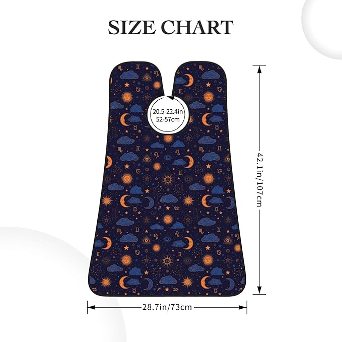 Waterproof Beard Grooming Bib, Magic Constellations Sun Moon Stars Mystical Astrology Shave Bib, Non-Stick Hair Catcher for Shaving Trimming, Apron Essential for Men Dad