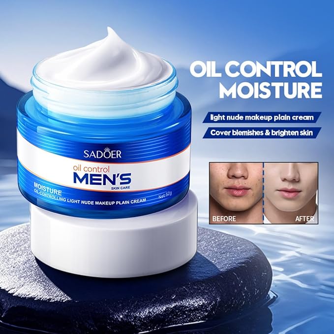 For Sadoer Men's Oil Control Facial Cream,Moisturizing Hydrating Soothing Face Creams Lotion,Face Moisturizers,Facial Skin Care Cream,Soothing Skin Makeup Cream,Brighten skin tone 50g 1.76 oz