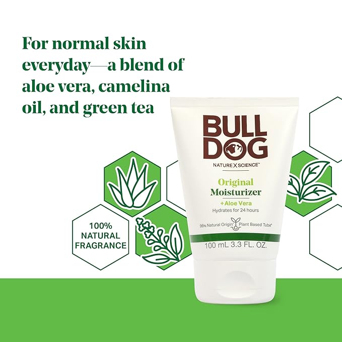 Bulldog Mens Skincare Original Face Moisturizer 3.3oz and Original Shave Gel 5.9oz Bundle