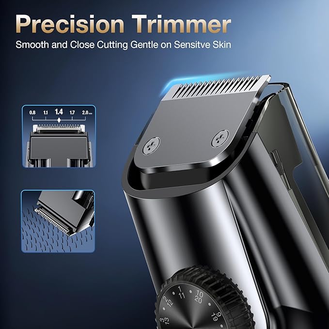 Vacuum Beard Trimmer for Men, New Version Adjustable Precision Trimming Length with 2 Comb, Electric Cordless Vacuum Trimmer for Beard, Waterproof and Rinses Easy, Blades for Skin fit