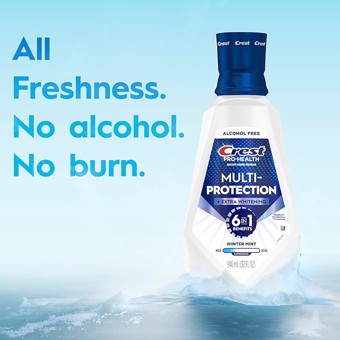 Crest Pro-Health Advanced Mouthwash, Alcohol Free, Extra Whitening, Energizing Mint Flavor, 2x946mL (32 fl oz)