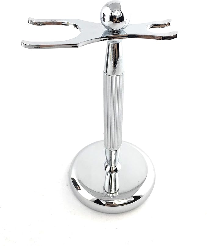 G.B.S Brush and Razor Stand - Lined Chrome Shaving Stand – Stylish and Unbreakable Stand Best for Your Bathroom Everyday Grooming