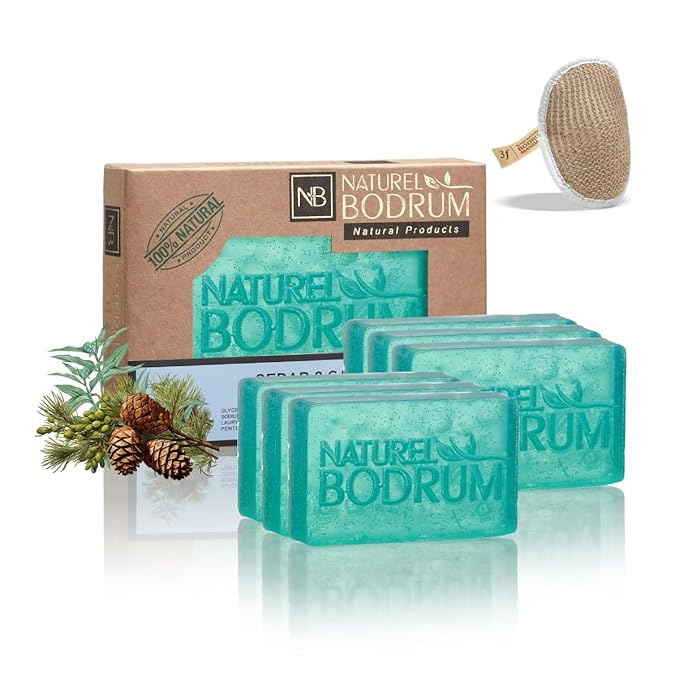 Cedar Sage Organic Soap Bar for Women & Men, Pack of 6 Glycerin Soap Bars - Skin Repair & Pore Cleansing Facial & Body Bar Soap with Vitamins C&E - Natural & Vegan Spa Gift, for All Skin Types