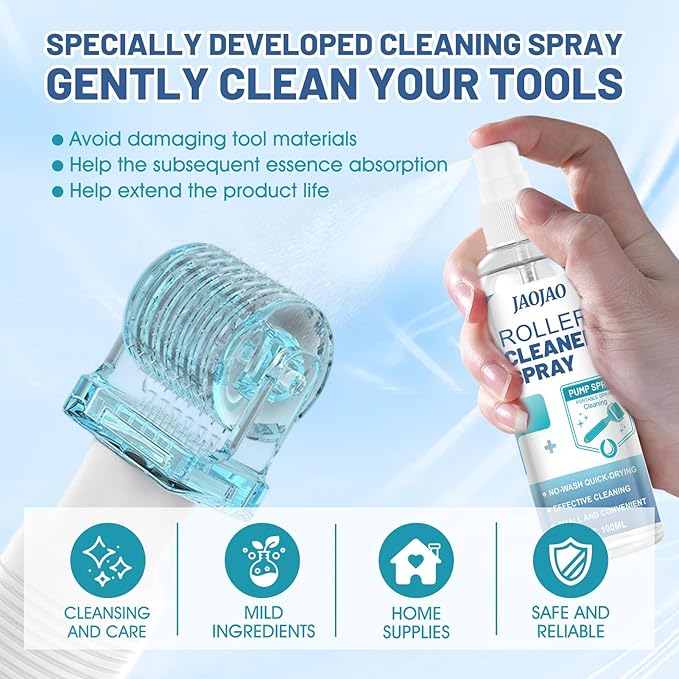 JAOJAO Roller Cleaner Spray, Effective Cleansing Gentle Care Convenient Design Avoid Blockage and Damage Extend Instrument Life for Roller Instrument 100ml
