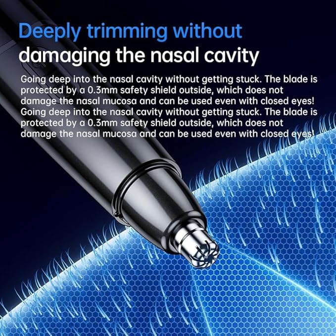 Ear and Nose Hair Trimmer with LED Display for Men Women, Painless USB Rechargeable Eyebrow & Facial & Nose Hair Trimmer Clipper, 10000 RPM Precision Tool Professional IPX7 Waterproof Dual Edge Blades