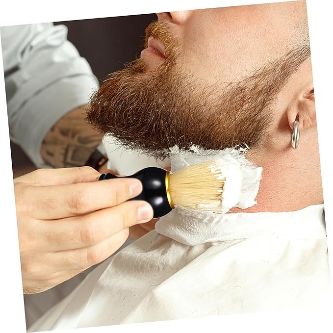 minkissy Beard Care Brush Wooden Handle Men Shaving Tool Nylon Brush for Men Barber
