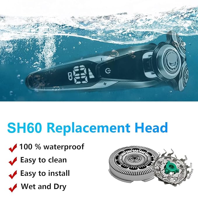 SH60 Replacement Shaver Heads Compatible with Philips Norelco Series 6000, Replacement Blades Compatible with Philips Electric Shaving Series 6000