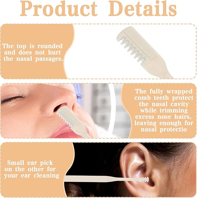 10-Pack Manual Nose Hair Trimmer, 360° Rotating Nasal Hair Cutter with Ear Picker for Women Men Double Sided Nose Hairs Remover Tool