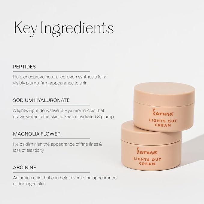 Karuna - Lights Out Cream Nighttime Moisturizer, Anti-Wrinkle Night Cream with Magnolia Fruit, Peptides and Hyaluronic Acid for Balance, Spot Remover and Line Remover for Deep Wrinkles, 50 ml