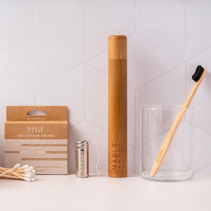 MABLE Toothbrush Travel Case | Bamboo Toothbrush Holder For Travelling and Camping | Adult Size | Natural Product