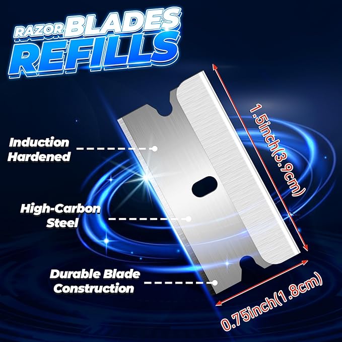 DIYSELF Single Edge Razor Blades, 200 Pcs - High Carbon Steel Razor Blades for Removing Decals, Stickers