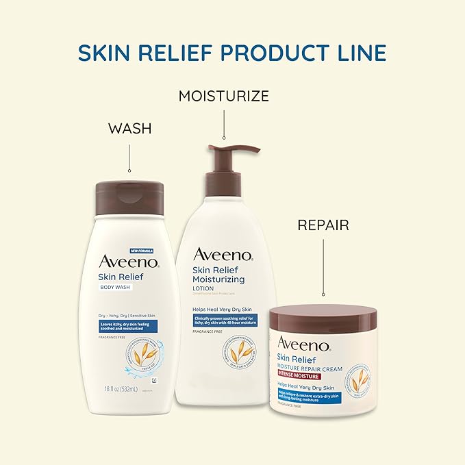 Aveeno Skin Relief Body Wash with a Gentle Coconut Scent & Soothing Triple Oat, Cleanser for Sensitive Skin Leaves Itchy, Dry Skin Soothed & Feeling Moisturized, 18 fl. oz