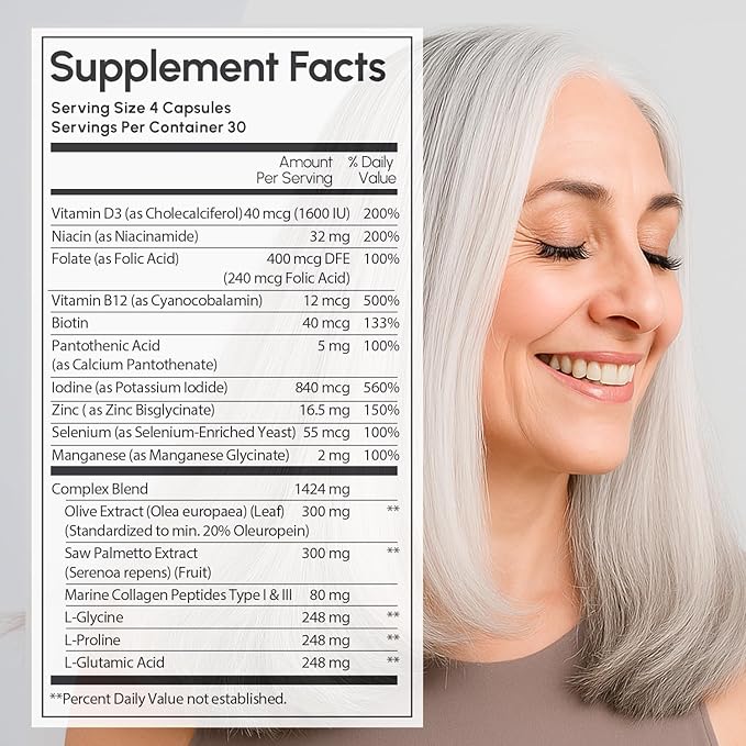MAREE Hair Growth Vitamins - Faster Thicker Hair Growth Products - Biotin & Collagen Complex Hair Growth Supplements - Hair Vitamins for Hair Loss for Women & Men - Vitaminas Para El Cabello 120 Pills