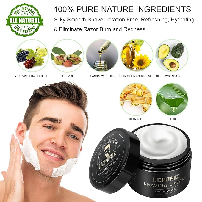 Mens Shaving Kit, The Ultimate Secret Santa Gift Set - Include Shaving Soap, Brush, Cream & Bowl – Premium Aftershave Christmas Gift Set for Him, Husband, Boyfriend – Ideal Grooming Essentials