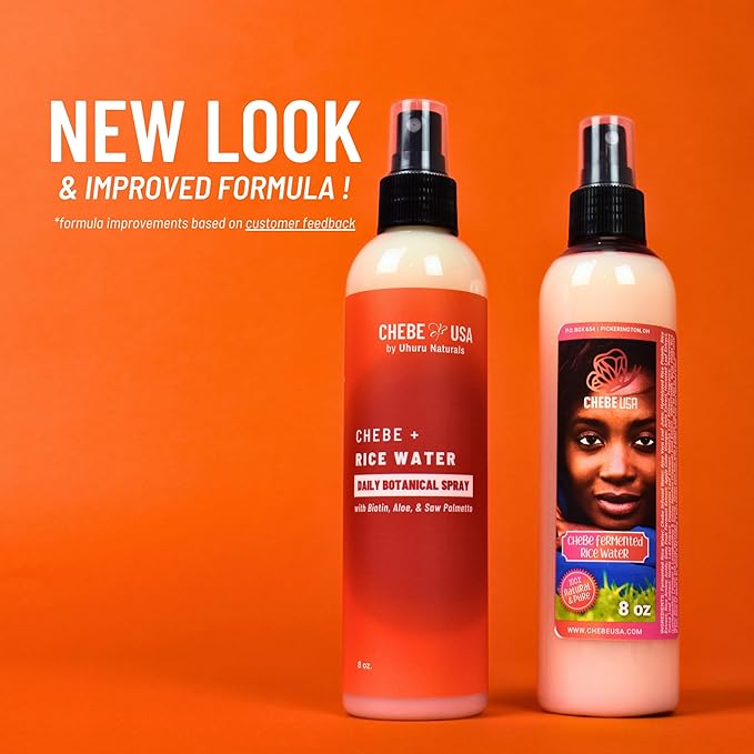 Uhuru Naturals Chebe Fermented Rice Water - Natural Hair Conditioner, Moisturizer & Detangler - Hair Fall Prevention, Growth & Repair For Men & Women (8 oz)