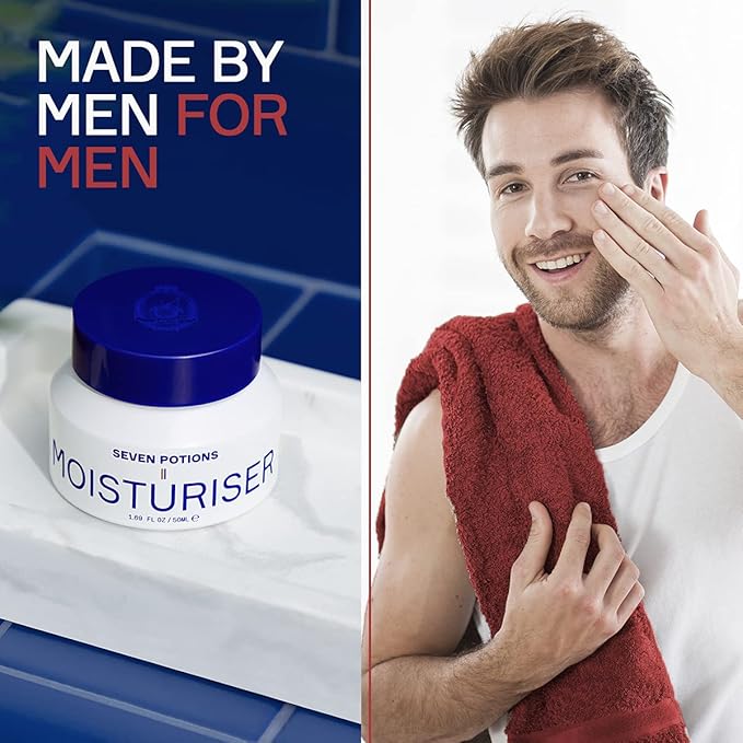 SEVEN POTIONS Anti Ageing Moisturizer for Men 1.69 FL OZ – Fragrance Free, Fast Absorbing Face Cream – Helps Prevent Fine Lines and Wrinkles – Hydrates Skin – Natural, Vegan, Cruelty Free