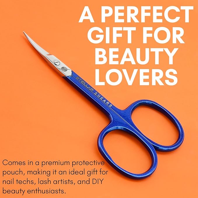 Cuticle Scissor Extra Fine Curved Blade – Precision Stainless Steel Manicure & Pedicure Scissors for Eyebrow, Eyelash, Beard & Dry Skin – Professional Small Nail Scissors (Blue)