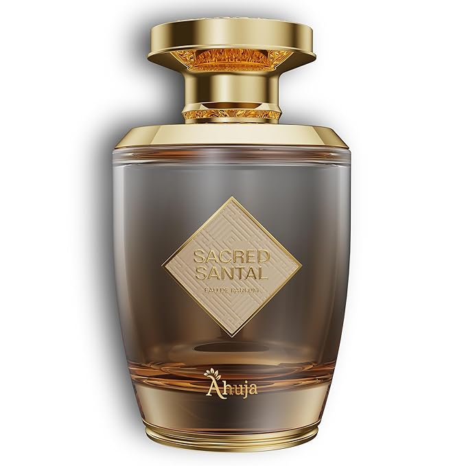 AHUJA Sacred Santal Eau de Parfum 3.4 fl oz – Unisex Luxury Perfume w/Sandalwood, Violet Leaves & Cardamom – Earthy Woody Fragrance w/Spicy Notes – Long-Lasting Cologne