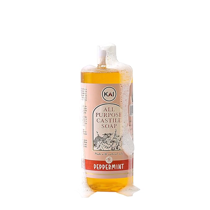 Liquid Peppermint Castile Soap; Concentrated and All-Purpose; Use for All Natural Body Wash, Face Cleanser, Hair Shampoo, Hands, Dishes, Laundry, Floors, and Pets; 32 Ounce (1 Pack)