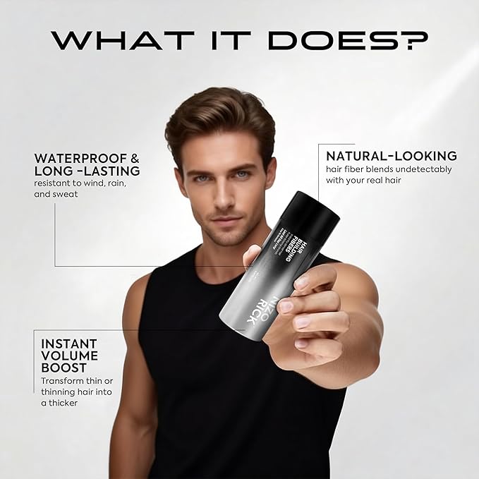 Hair Thickening Fibers for Thinning Hairline - 28g Fill In Fine or Thinning Hair - Instantly Thicker Looking - Waterproof Root Touch Up Hair Color Powder for Men & Women (Light Brown)