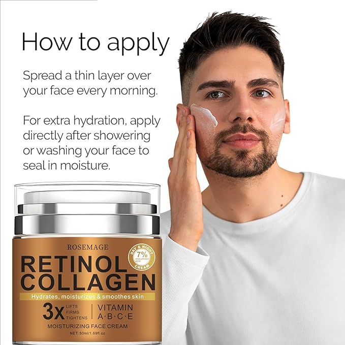 Men's Face Cream Moisturizer - Anti-Aging Cream For Men, Collagen, Retinol & Hyaluronic Acid - Day & Night - Facial Skin Care- Anti Wrinkle