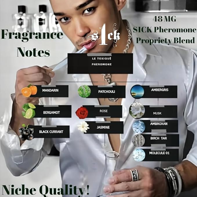 S1CK - Le Toxique Pheromone-Infused Cologne for Men Raw Pheromone Cologne Attraction Lasting Spray USA-Made Bold Strength Scent for Him