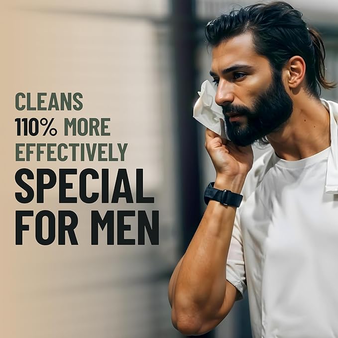BLKSMITH Refined Man Body Wipes For Men - Cold Shower Face and Body Wipes for Men with Sandalwood, Citrus Mint, Cedarwood & Eucalyptus - Refreshing Mens cleansing Wipe - 120 Count (4 x 30 Pack)