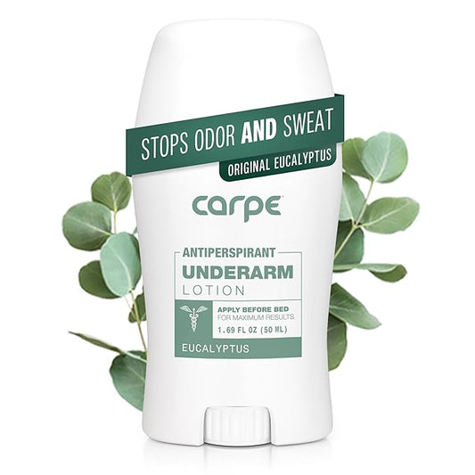 Carpe Underarm Antiperspirant and Deodorant, Clinical strength with all-natural Eucalyptus scent, Combat excessive sweating Stay fresh and dry, Great for hyperhidrosis