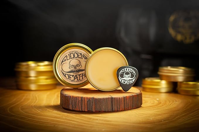 Mustache Wax Strong Hold Sudden Death 1 oz Tin & Platinum Death Grip Mustache Comb Mens Combo Kit - Grooming For Men Handlebar Moustache & Beard Wax Styling