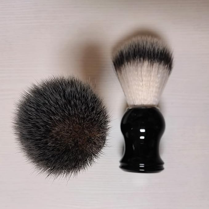 Fan Wu Shaving Brush for Men – Nylon, Resin Handle, Wet Shave with Cream or Soap – Compatible with Safety, Double Edge & Straight Razors