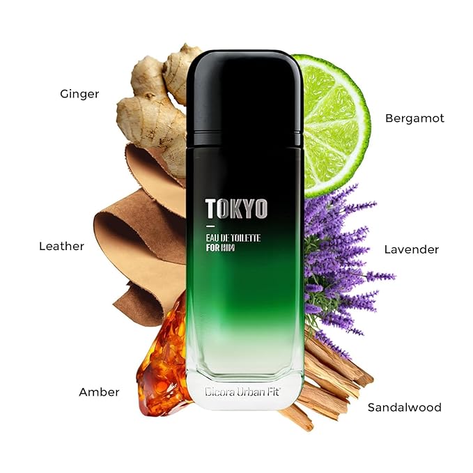 Dicora Urban Fit Tokyo Cologne for Men - Notes of Ginger, Bergamot, Lavender, and Leather - Sensual, Irresistible Fragrance - 5.07 oz EDT Spray