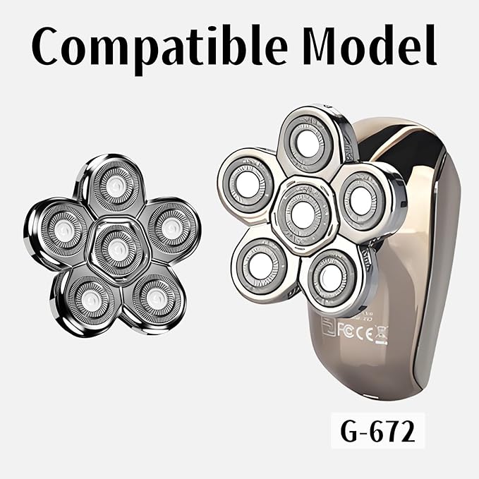 6D Balde Head Shaver Replacement Heads for AW Shaver,White Shaver Head Replacement Compatible with Aidallswellup G-672 Head Shaver,Replacement Head Not for Model:AW-PRO001
