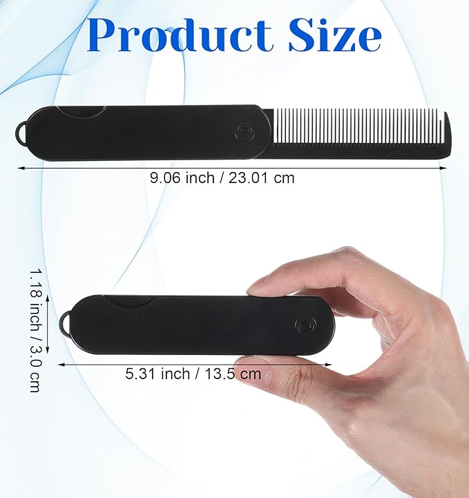Folding Texture Comb, 2 in 1 Folding Comb Mens Texture Styling Foldable Travel Pocket Combs Fine & Wide Tooth for Hair Moustache Beard, Foldable Pocket Combs for Men Everyday Grooming, Travel Size